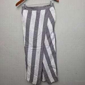 Madewell Striped Wrap Skirt Casual Summer Beach Vacation White Gray Size Small